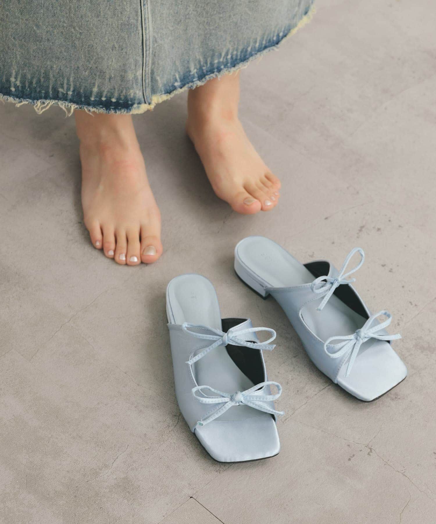  「サテンリボンミュール」|サンダル|