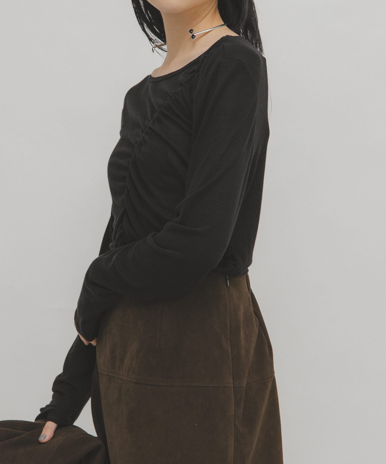  「アシメドレープTEE」|Tシャツ・カットソー|