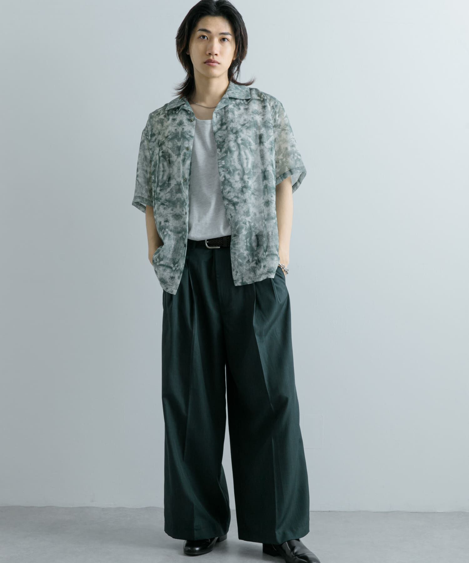 SENSE OF PLACE by URBAN RESEARCH「シアープリントオープンカラーショートスリーブシャツ」|シャツ・ブラウス|