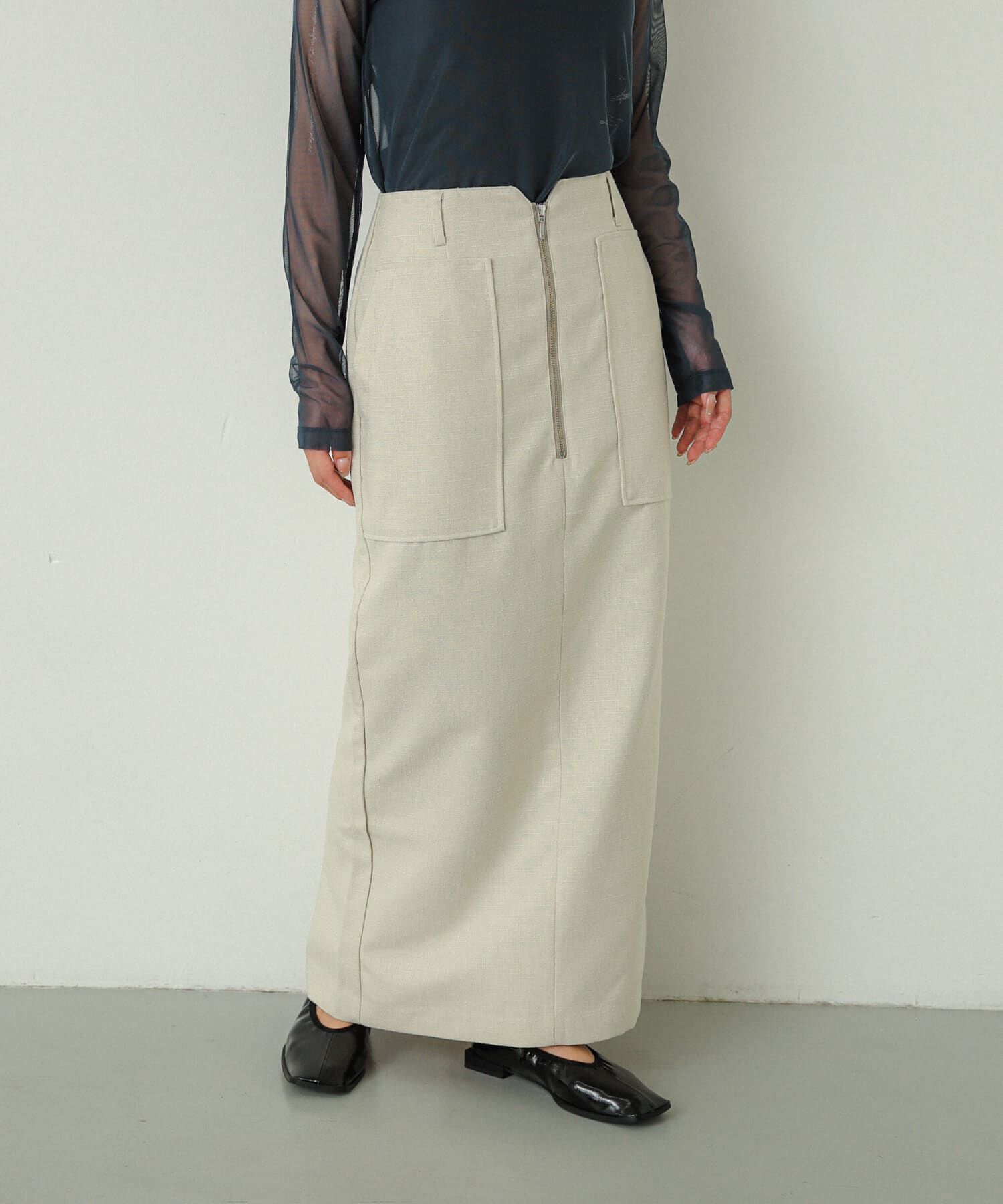 SENSE OF PLACE by URBAN RESEARCH「アウトポケットジップスカート」|スカート|アイボリー