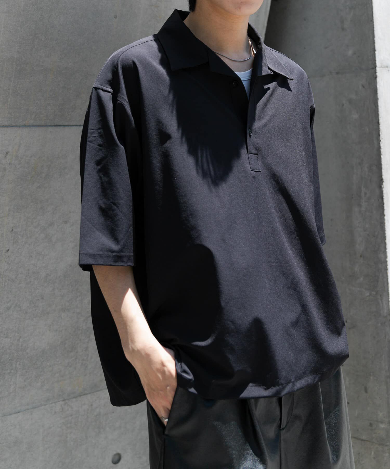 SENSE OF PLACE by URBAN RESEARCH「ストレッチショートスリーブポロシャツ」|ポロシャツ|ブラック