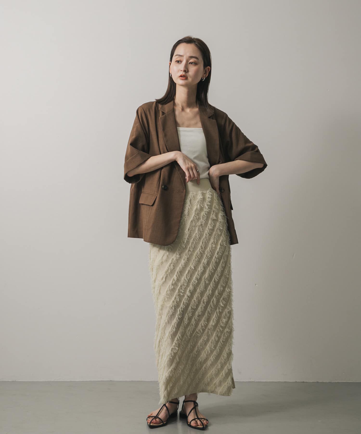 SENSE OF PLACE by URBAN RESEARCH「フリンジニットスカート」|スカート|