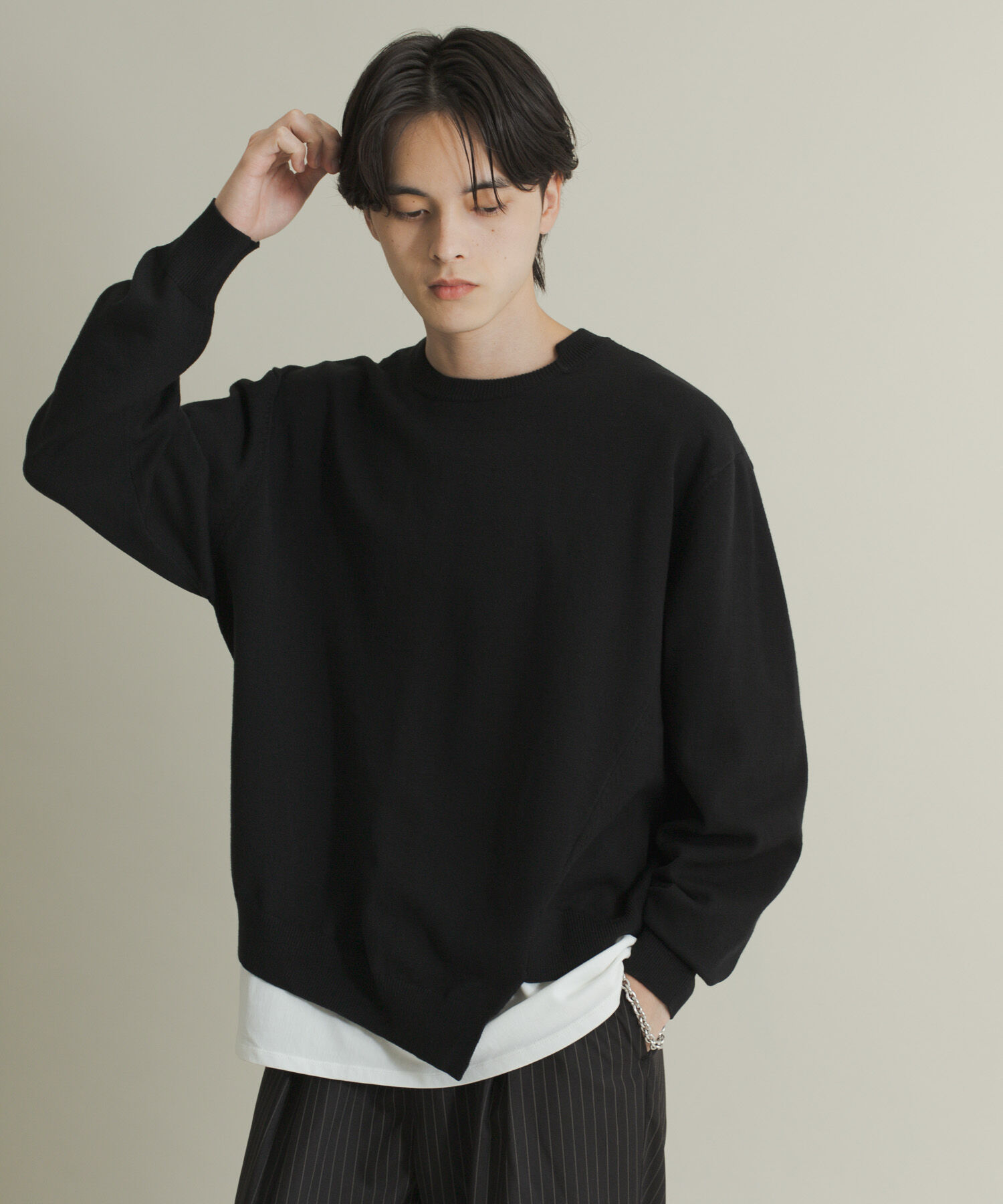 SENSE OF PLACE by URBAN RESEARCH「アシメクルーネックニット」|ニット・セーター|