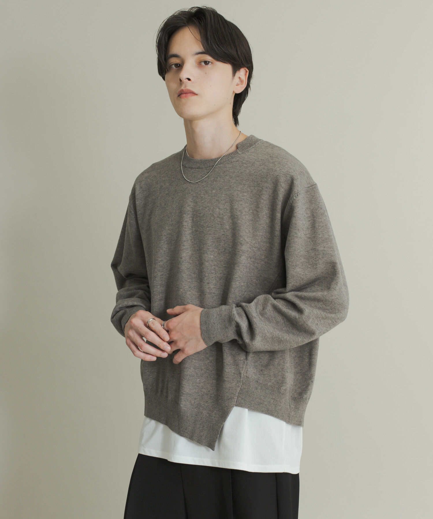 SENSE OF PLACE by URBAN RESEARCH「アシメクルーネックニット」|ニット・セーター|