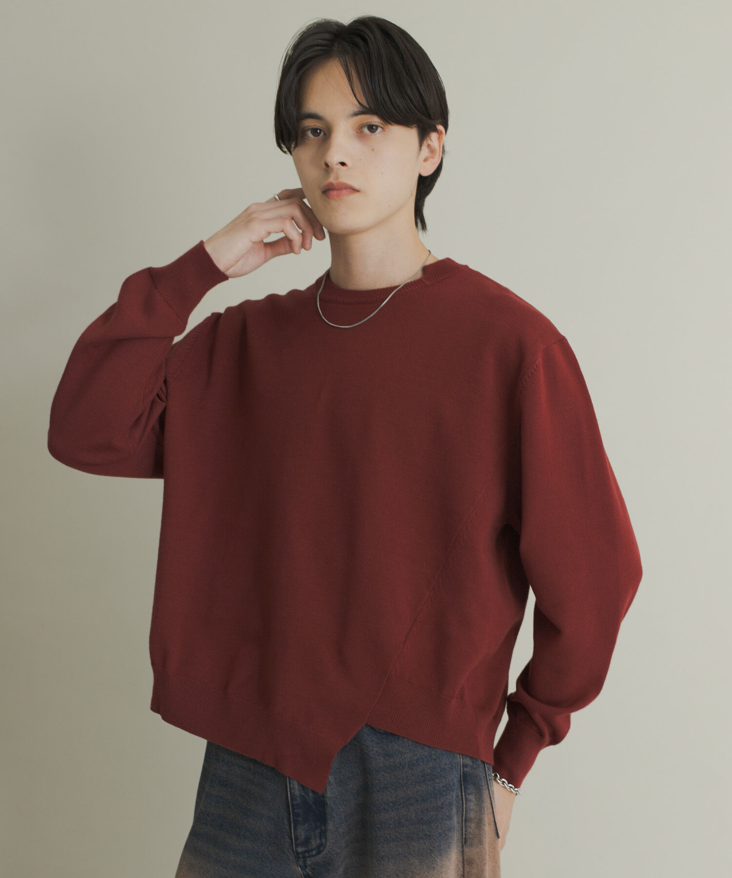 SENSE OF PLACE by URBAN RESEARCH「アシメクルーネックニット」|ニット・セーター|