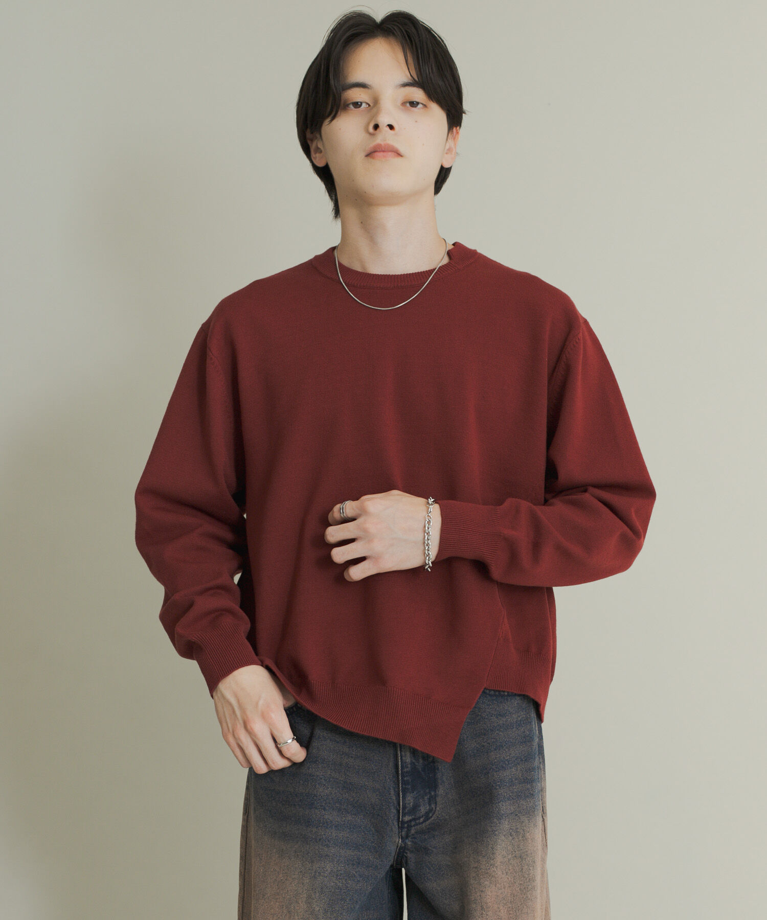 SENSE OF PLACE by URBAN RESEARCH「アシメクルーネックニット」|ニット・セーター|