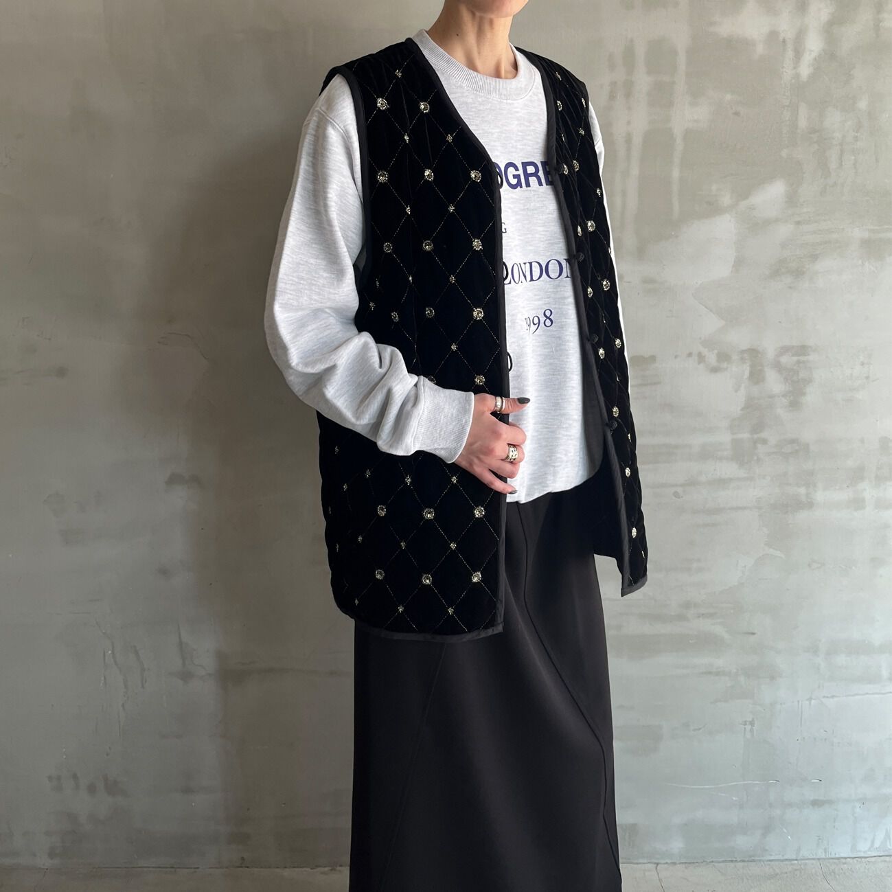  「SARA MALLIKA BEADS EMBROIDERY GILET」|デニムジャケット|