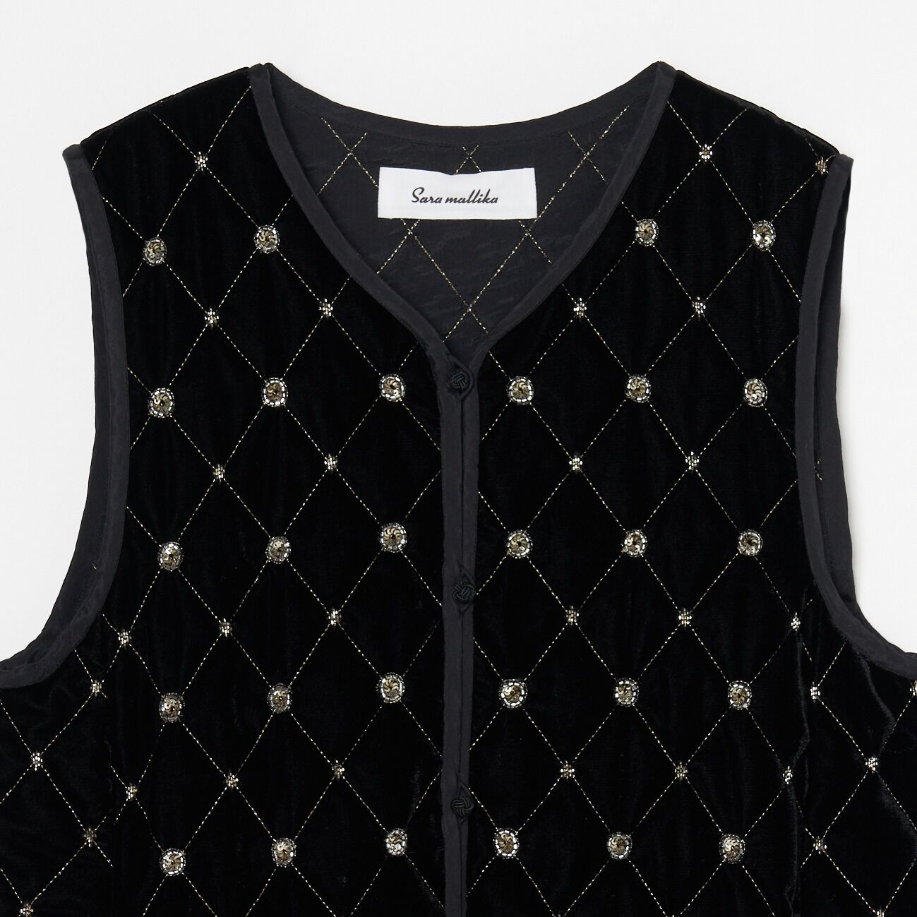  「SARA MALLIKA BEADS EMBROIDERY GILET」|デニムジャケット|