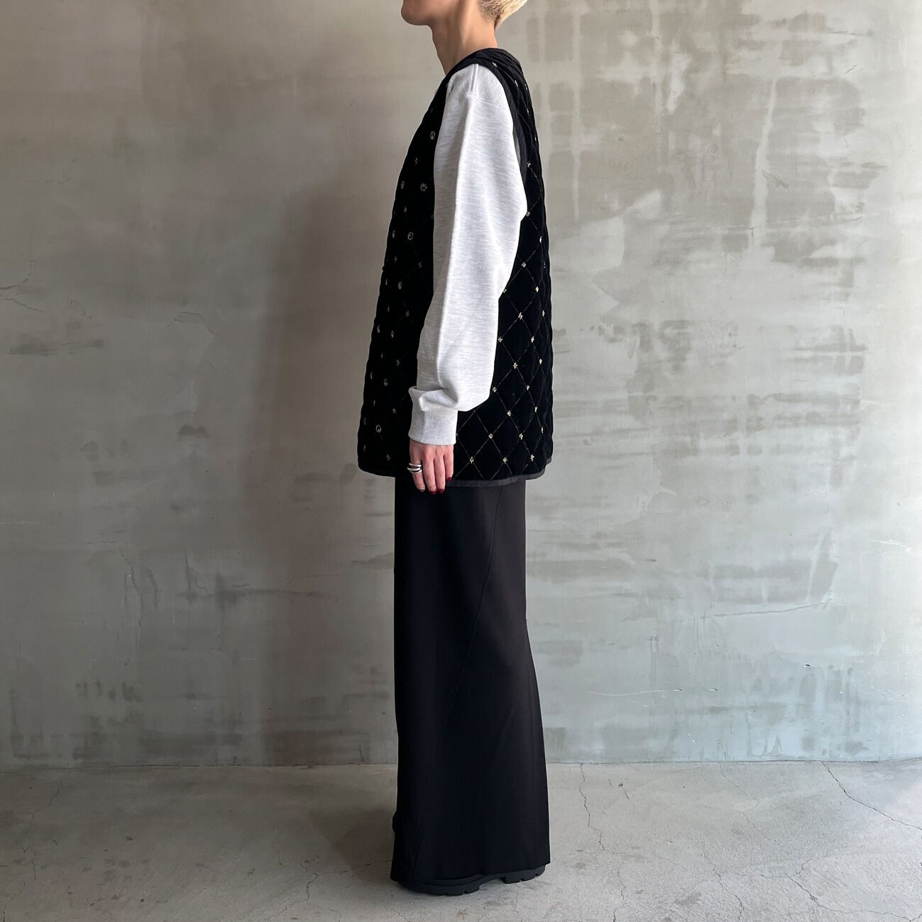  「SARA MALLIKA BEADS EMBROIDERY GILET」|デニムジャケット|