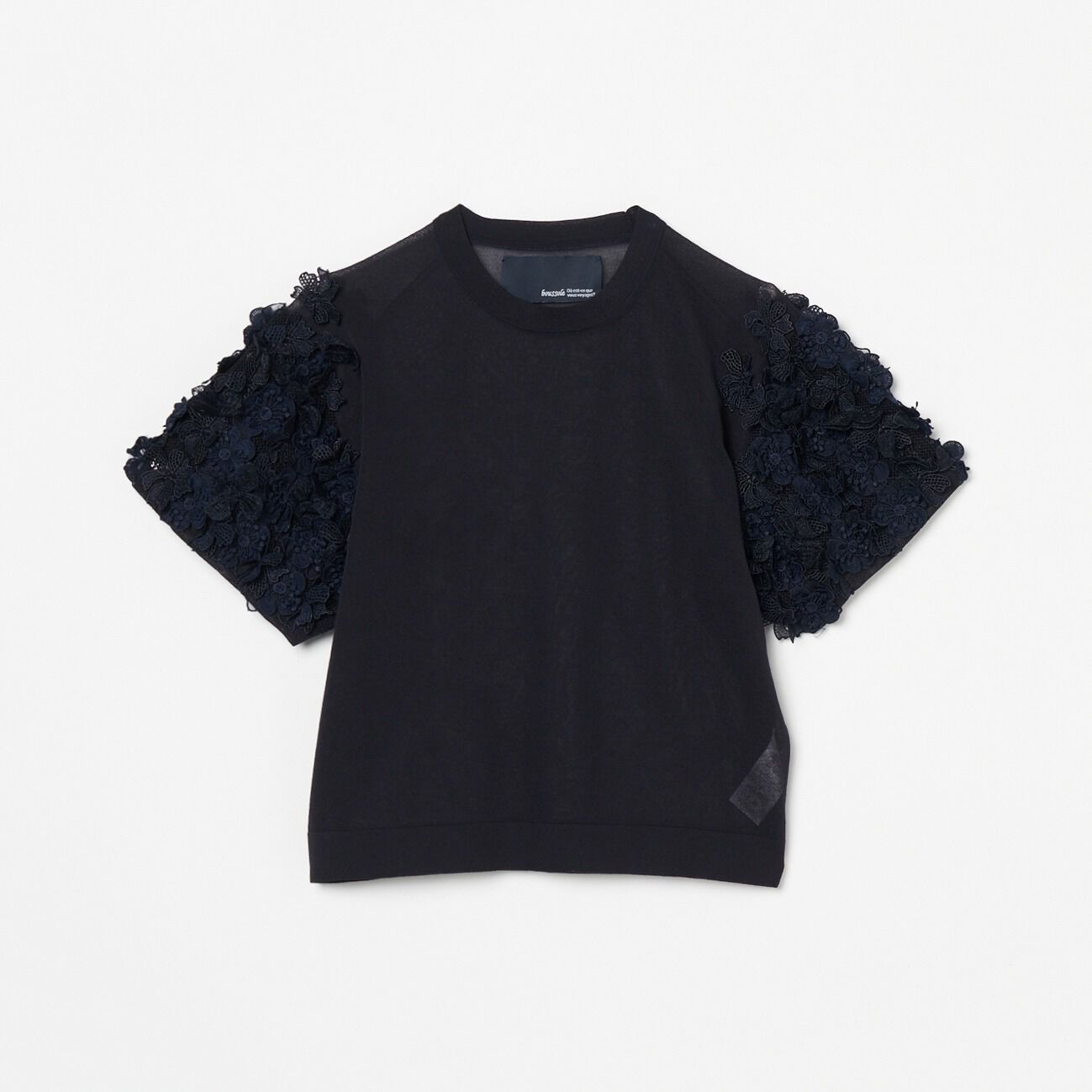  「boussole FLOWER SLEEVE」|ニット・セーター|ネイビー