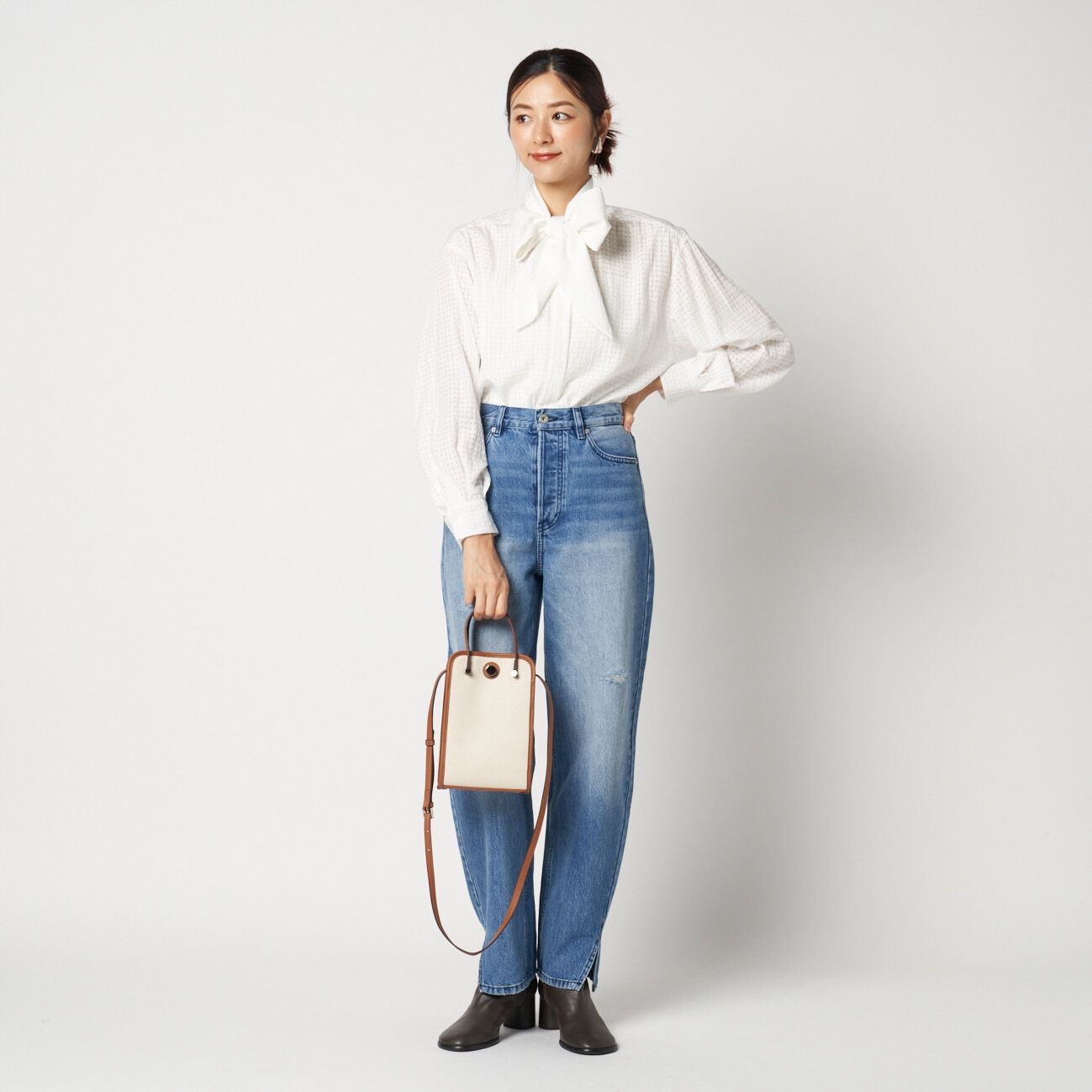 HELIOPOLE「HELIOPOLE SHEER CHECK BOWTIE BLOUSE」|シャツ・ブラウス|