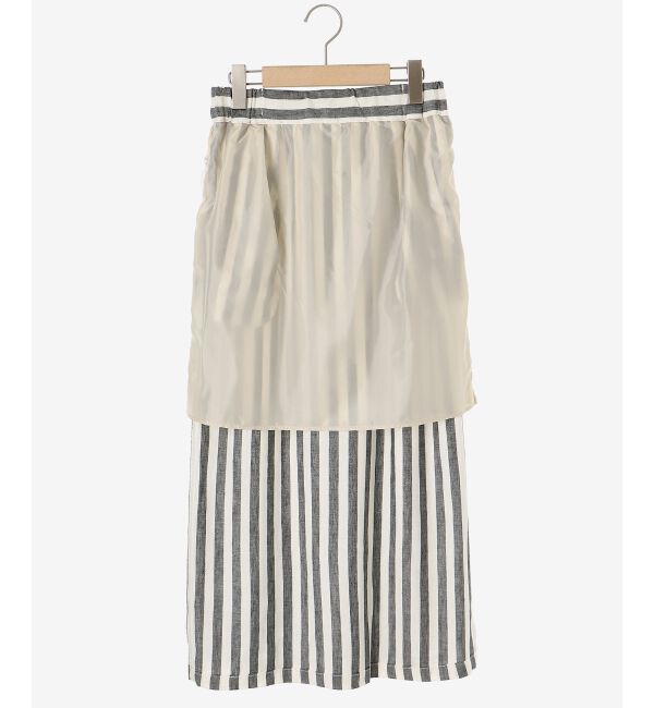  「レーヨン麻ストライプストレートスカート」|スカート|