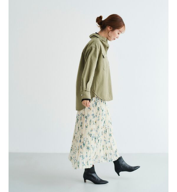 le.coeur blanc「サテンプリントランダムプリーツスカート」|スカート|