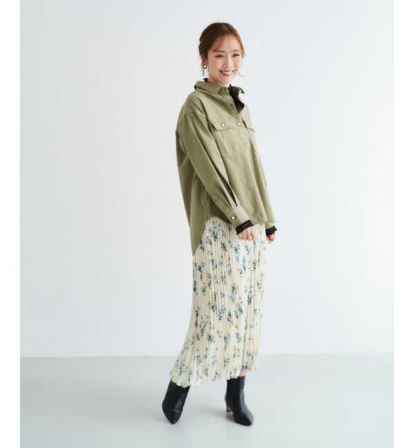 le.coeur blanc「サテンプリントランダムプリーツスカート」|スカート|