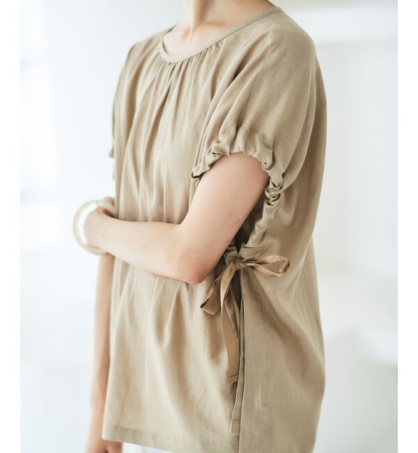 le.coeur blanc「《WEB限定アイテム》レーヨン麻袖ギャザーブラウス」|シャツ・ブラウス|