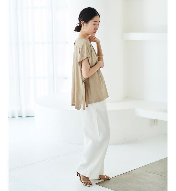 le.coeur blanc「《WEB限定アイテム》レーヨン麻袖ギャザーブラウス」|シャツ・ブラウス|