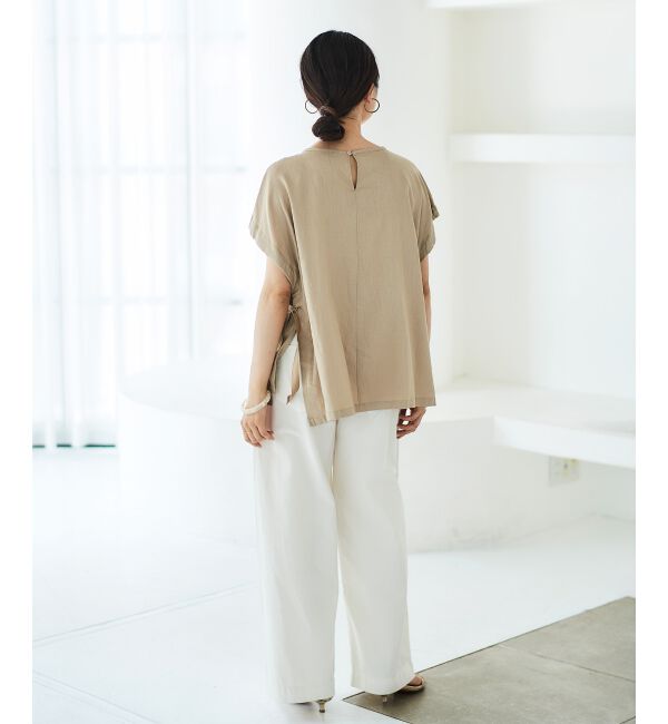 le.coeur blanc「《WEB限定アイテム》レーヨン麻袖ギャザーブラウス」|シャツ・ブラウス|