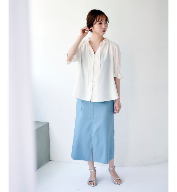 le.coeur blanc「《手洗い可能》ドライタッチカーゴポケットトラペーズスカート」|スカート|