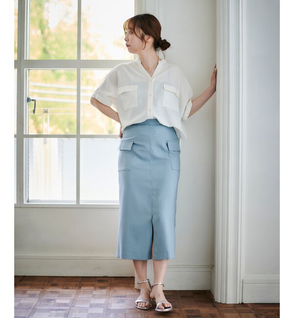 le.coeur blanc「《手洗い可能》ドライタッチカーゴポケットトラペーズスカート」|スカート|