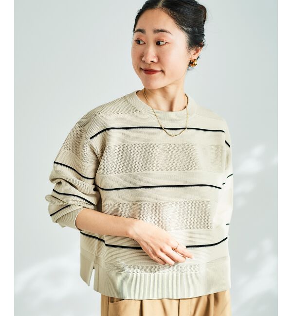 le.coeur blanc「マルチボーダーエステルニットプルオーバー」|ニット・セーター|