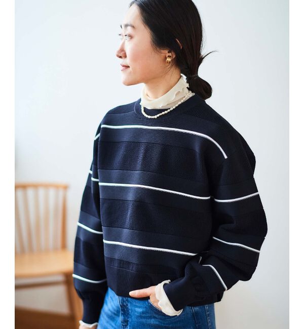 le.coeur blanc「マルチボーダーエステルニットプルオーバー」|ニット・セーター|