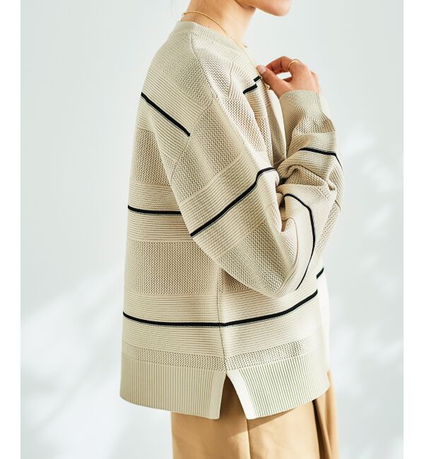 le.coeur blanc「マルチボーダーエステルニットプルオーバー」|ニット・セーター|