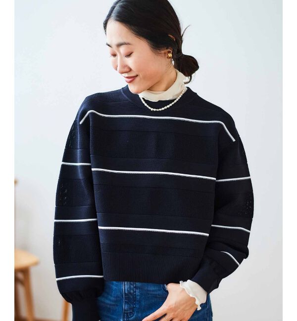 le.coeur blanc「マルチボーダーエステルニットプルオーバー」|ニット・セーター|