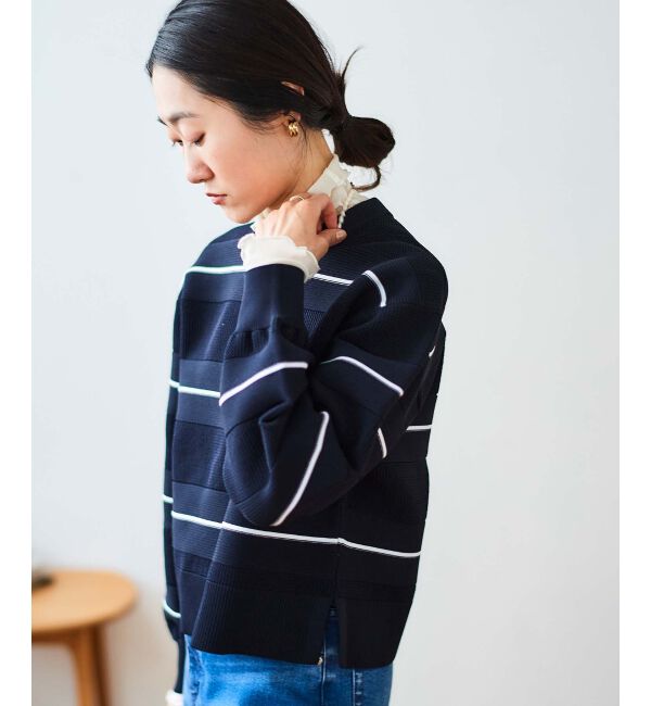 le.coeur blanc「マルチボーダーエステルニットプルオーバー」|ニット・セーター|