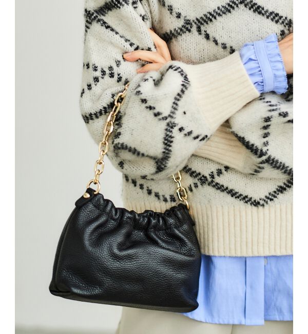 le.coeur blanc「AULENTTIギャザー2WAYショルダー」|ショルダー・メッセンジャー|ブラック