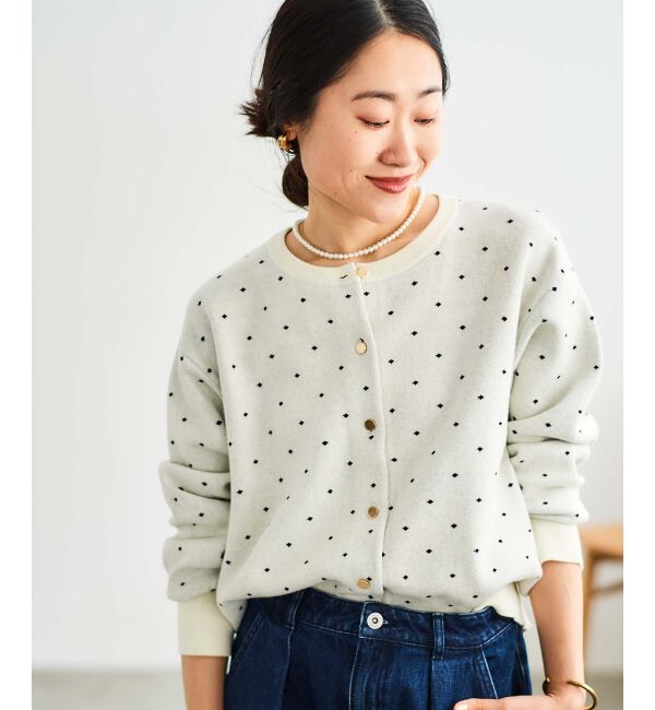  「ドットジャガードニットカーディガン」|カーディガン|