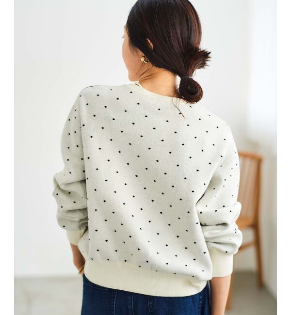  「ドットジャガードニットカーディガン」|カーディガン|