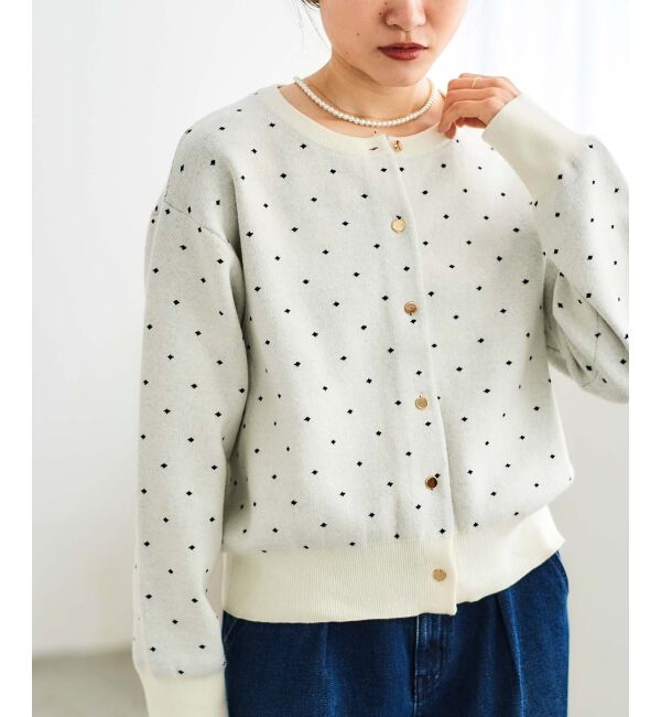  「ドットジャガードニットカーディガン」|カーディガン|