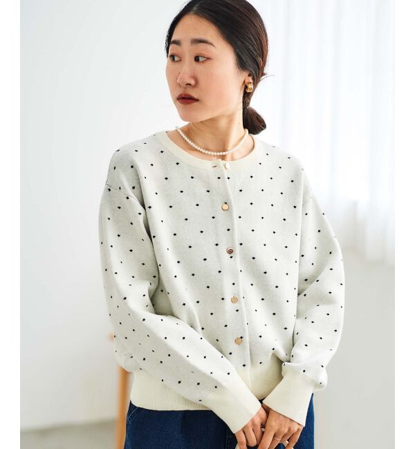  「ドットジャガードニットカーディガン」|カーディガン|