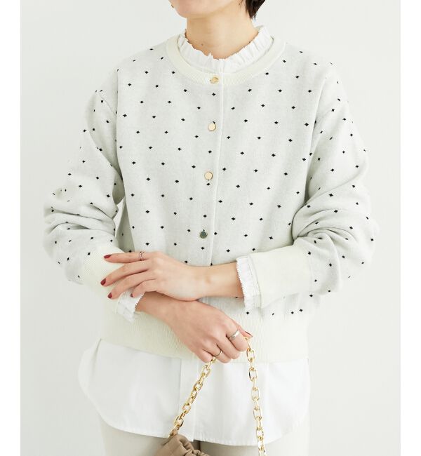  「ドットジャガードニットカーディガン」|カーディガン|