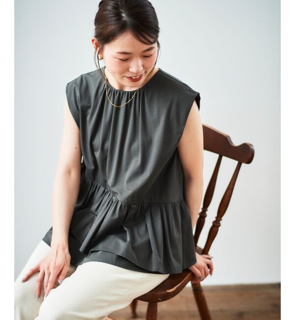  「ペプラムフリルノースリーブTEE」|Tシャツ・カットソー|