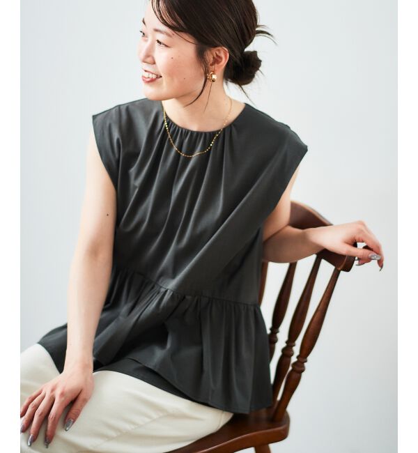  「ペプラムフリルノースリーブTEE」|Tシャツ・カットソー|