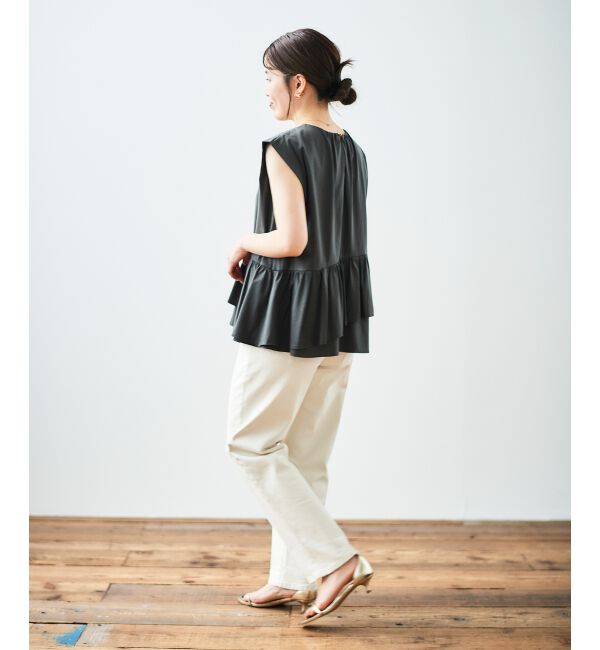  「ペプラムフリルノースリーブTEE」|Tシャツ・カットソー|