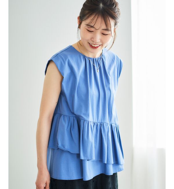  「ペプラムフリルノースリーブTEE」|Tシャツ・カットソー|