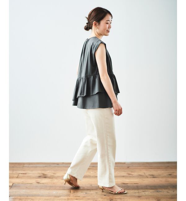  「ペプラムフリルノースリーブTEE」|Tシャツ・カットソー|