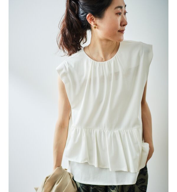  「ペプラムフリルノースリーブTEE」|Tシャツ・カットソー|