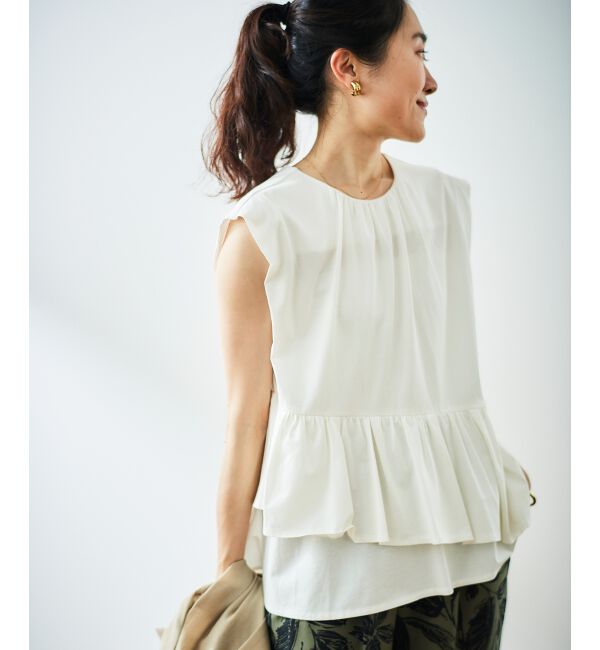  「ペプラムフリルノースリーブTEE」|Tシャツ・カットソー|