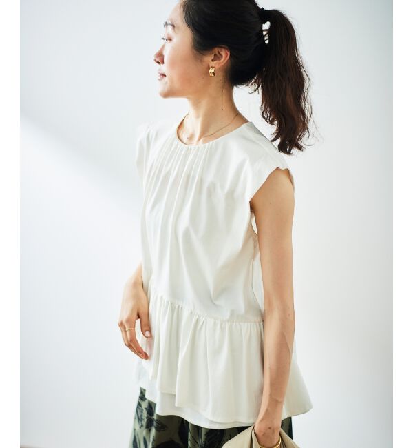  「ペプラムフリルノースリーブTEE」|Tシャツ・カットソー|