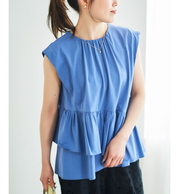  「ペプラムフリルノースリーブTEE」|Tシャツ・カットソー|
