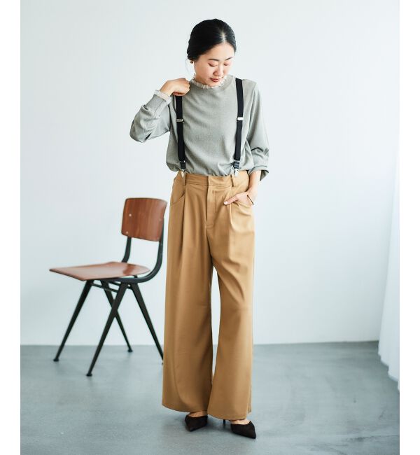 le.coeur blanc「サスペンダー付タックワイドパンツ」|その他|