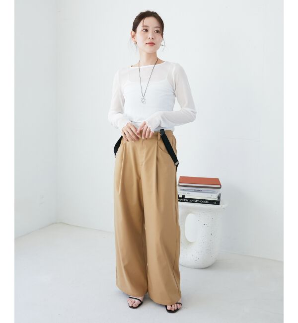 le.coeur blanc「サスペンダー付タックワイドパンツ」|その他|