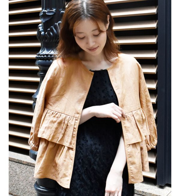  「《着映え◎》コットン麻フリルティアードジャケット」|その他|