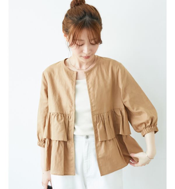 「《着映え◎》コットン麻フリルティアードジャケット」|その他|