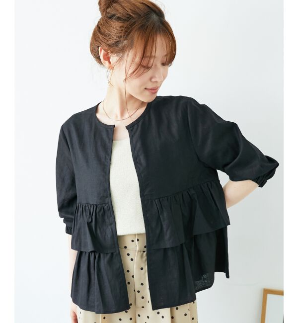  「《着映え◎》コットン麻フリルティアードジャケット」|その他|