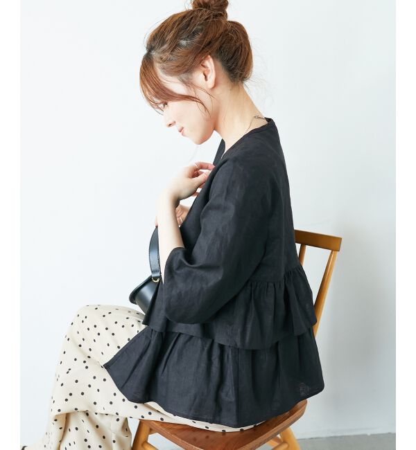  「《着映え◎》コットン麻フリルティアードジャケット」|その他|