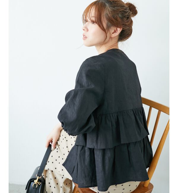  「《着映え◎》コットン麻フリルティアードジャケット」|その他|